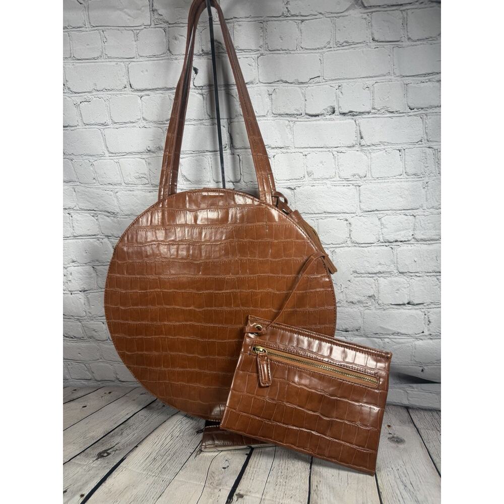 Circle Festival Western Indie Unique Shoulder Bag Wristlet Set Tassel Brown‎